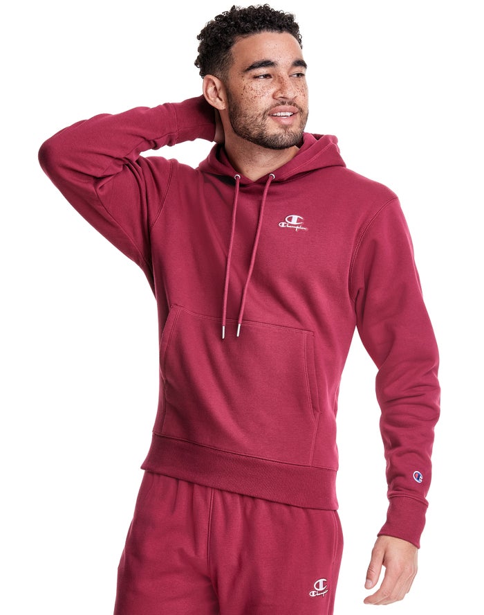 Champion Hoodie Heren - DonkerRood - Classic Fleece Embroidered Applique Logo ( 286051-LBK )